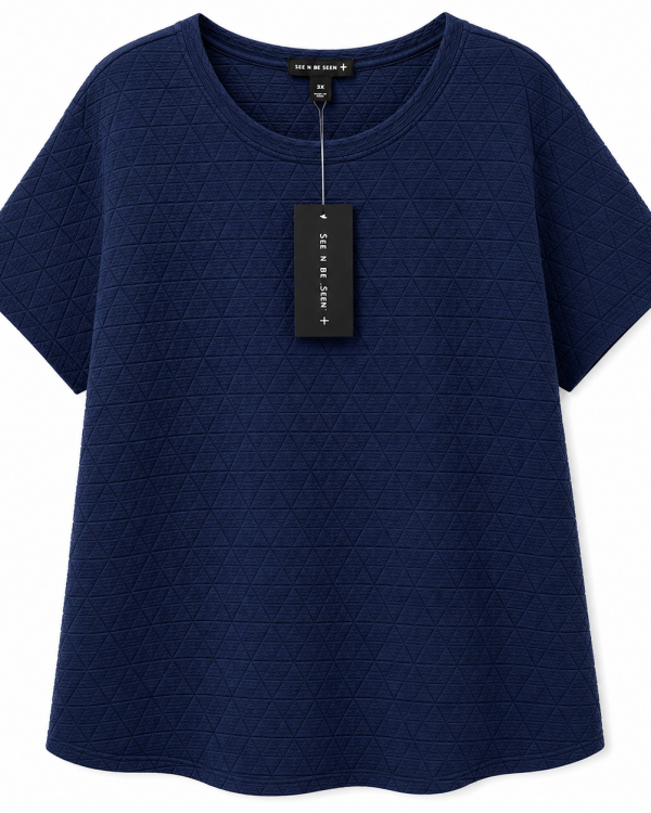 See N Be Seen+ Navy Textured Short Sleeve Top