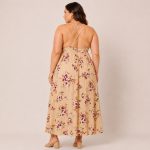 Zenobia Taupe Floral Sleeveless V-Neck Open Back Maxi Dress