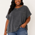 Zenana Black Mineral Wash Pocket Tee