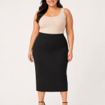 Zenana Black Pull-On Midi Pencil Skirt