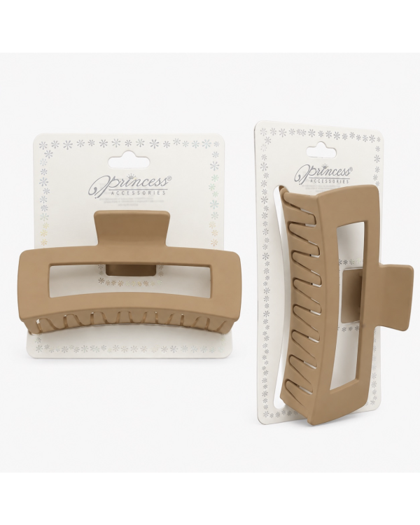 Princess Accessories Large Rectangle Claw Hair Clip – Tan