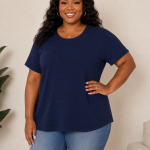 See N Be Seen+ Navy Textured Short Sleeve Top