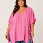 Zenana V-Neck Side Tie Oversized Top