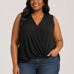Dear Scarlett Sleeveless Surplice Front Top