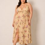 Zenobia Taupe Floral Sleeveless V-Neck Open Back Maxi Dress