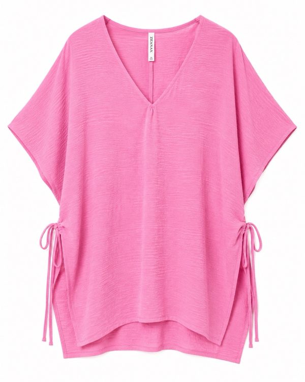 Zenana V-Neck Side Tie Oversized Top