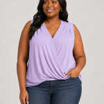 Dear Scarlett Sleeveless Surplice Front Top