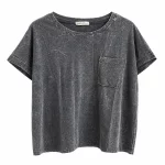 Zenana Black Mineral Wash Pocket Tee
