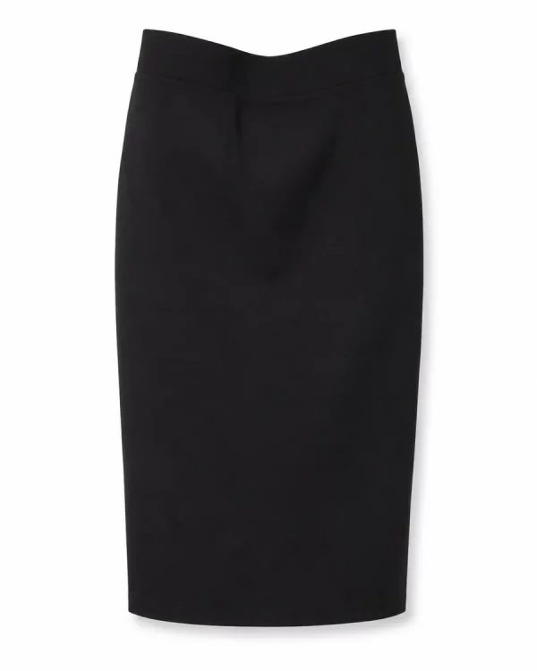 Zenana Black Pull-On Midi Pencil Skirt
