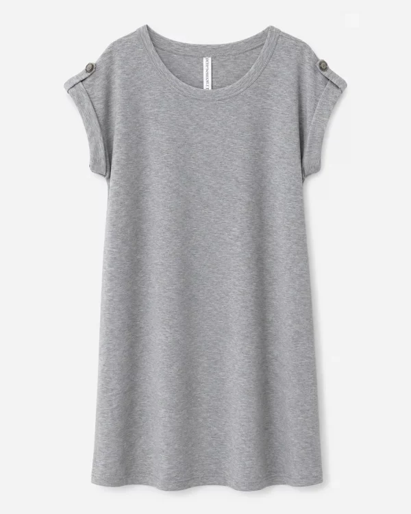 Dear Scarlett Heather Gray Button-Sleeve T-Shirt Dress