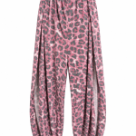 Zenana Pink Leopard Side Slit Harem Pants